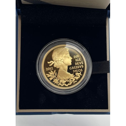 450 - ROYAL MINT QUEENS DIAMOND JUBILEE UK £5 GOLD PLATED SILVER PROOF COIN
