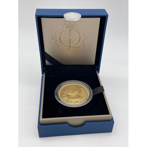450 - ROYAL MINT QUEENS DIAMOND JUBILEE UK £5 GOLD PLATED SILVER PROOF COIN