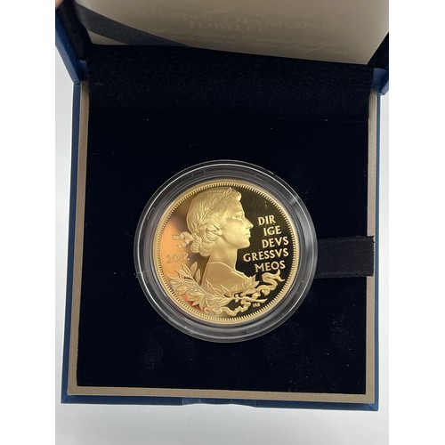 450 - ROYAL MINT QUEENS DIAMOND JUBILEE UK £5 GOLD PLATED SILVER PROOF COIN