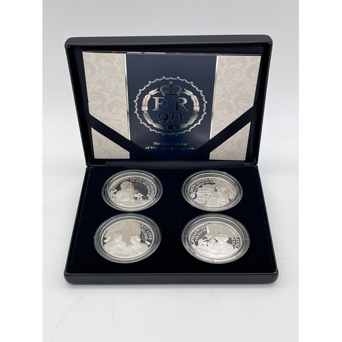 440 - ROYAL MINT UK THE QUEENS 90TH BIRTHDAY 2016 SILVER PROOF FOUR COIN SET
