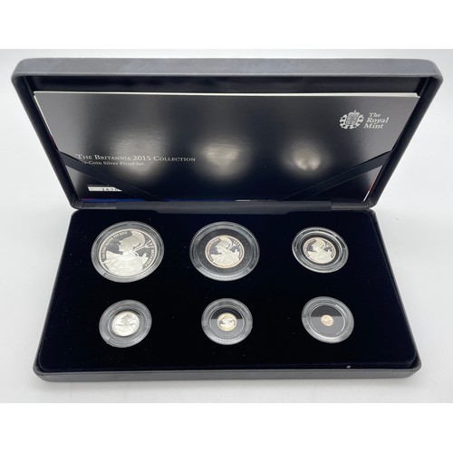 439 - ROYAL MINT UK 2015 THE BRITANNIA SIX COIN SILVER PROOF SET