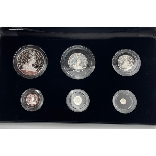 432 - ROYAL MINT UK BRITANNIA 2014 SIX COIN SILVER PROOF SET