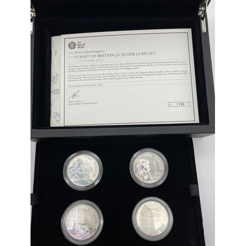 436 - ROYAL MINT PORTRAIT OF BRITAIN 2014 UK FIVE POUND PROOF SILVER COIN COLLECTION