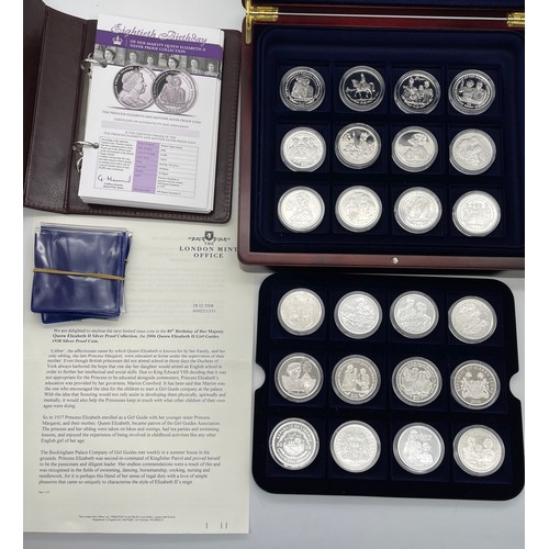 428 - LONDON MINT 80TH BIRTHDAY OF HER MAJESTY QUEEN ELIZABETH II SILVER PROOF 24 COIN COLLECTION AND MINI... 