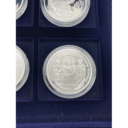 428 - LONDON MINT 80TH BIRTHDAY OF HER MAJESTY QUEEN ELIZABETH II SILVER PROOF 24 COIN COLLECTION AND MINI... 