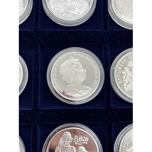 428 - LONDON MINT 80TH BIRTHDAY OF HER MAJESTY QUEEN ELIZABETH II SILVER PROOF 24 COIN COLLECTION AND MINI... 