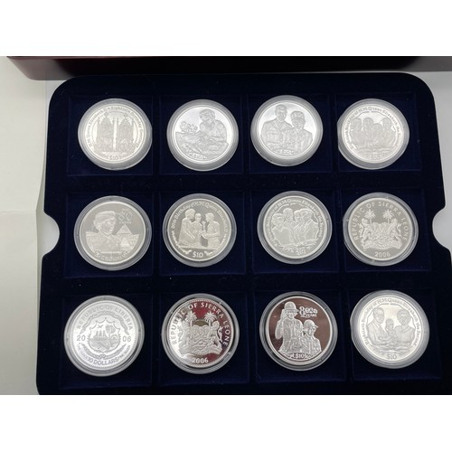 428 - LONDON MINT 80TH BIRTHDAY OF HER MAJESTY QUEEN ELIZABETH II SILVER PROOF 24 COIN COLLECTION AND MINI... 