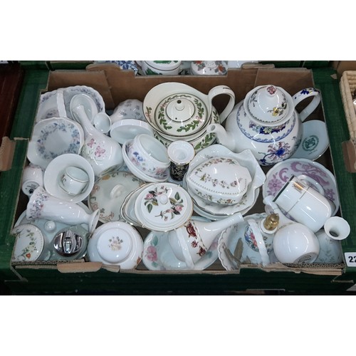222 - CARTON - WEDGWOOD BONE CHINA SCALLOP SHAPED DISHES, POWDER BOWLS AND COVERS, NAPKIN RINGS, ATOMIZERS... 