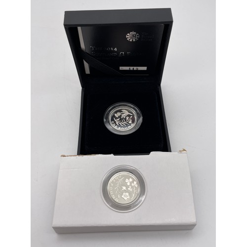 452 - ROYAL MINT ROYAL MINT 2014 SCOTLAND £1 FLORAL SILVER PROOF COIN AND NORTHERN IRELAND £1 SILVER PROOF... 