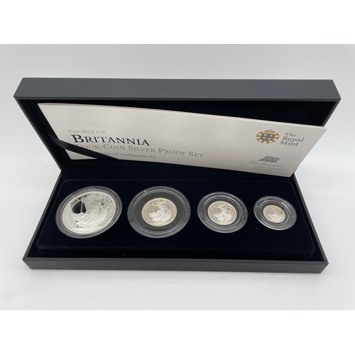457 - ROYAL MINT 2012 UK BRITANNIA FOUR COIN SILVER PROOF SET