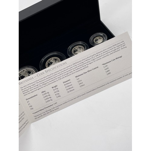 457 - ROYAL MINT 2012 UK BRITANNIA FOUR COIN SILVER PROOF SET