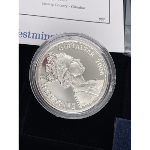 454 - TURKS AND CAICOS PROOF QUEEN ELIZABETH II DUAL BONDED COIN, QUEEN VICTORIA SILVER CROWN, GIBRALTAR 2... 