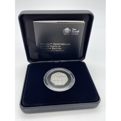 451 - ROYAL MINT 100TH ANNIVERSARY OF THE BIRTH OF BENJAMIN BRITTEN 2013 UK 50 PENCE SILVER PROOF COIN