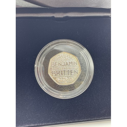 451 - ROYAL MINT 100TH ANNIVERSARY OF THE BIRTH OF BENJAMIN BRITTEN 2013 UK 50 PENCE SILVER PROOF COIN