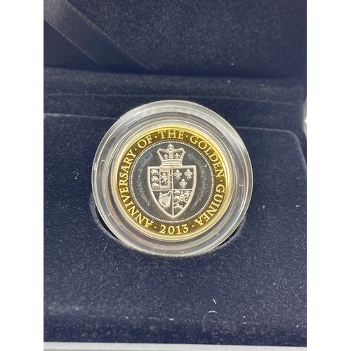 448 - ROYAL MINT 350TH ANNIVERSARY OF THE GUNINEA 2013 UK £2 SILVER PROOF PIEDFORT COIN