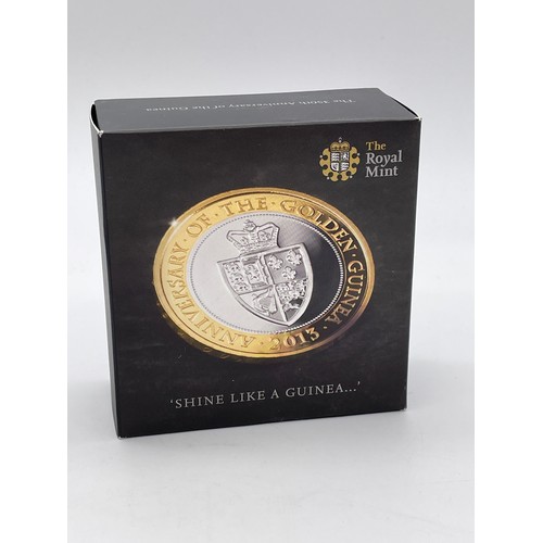 448 - ROYAL MINT 350TH ANNIVERSARY OF THE GUNINEA 2013 UK £2 SILVER PROOF PIEDFORT COIN