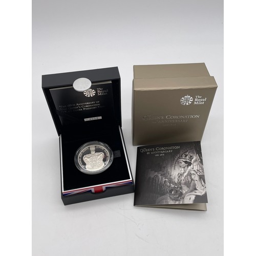 443 - ROYAL MINT THE QUEENS CORONATION 60TH ANNIVERSARY UK £5 SILVER PIEDFORT COIN