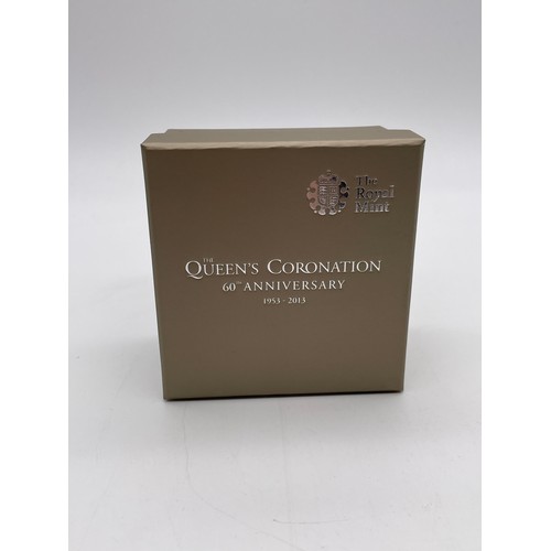 443 - ROYAL MINT THE QUEENS CORONATION 60TH ANNIVERSARY UK £5 SILVER PIEDFORT COIN