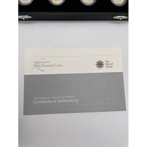 425 - ROYAL MINT 25TH ANNIVERSARY SILVER PROOF UK £1 COIN SET