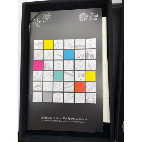 427 - ROYAL MINT LONDON 2012 SILVER 50P SPORTS COIN COLLECTION