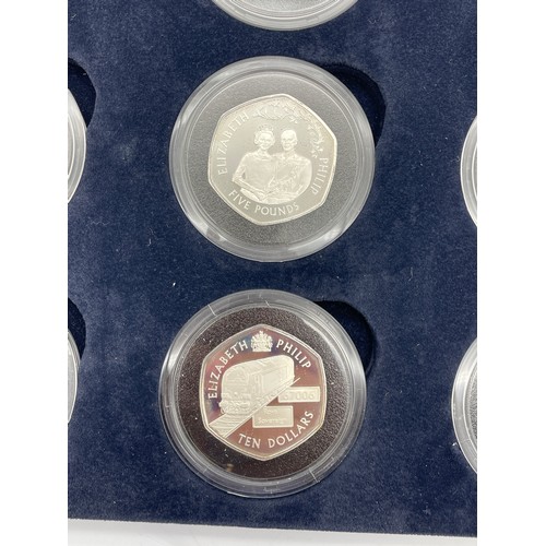 429 - BOXED DIAMOND WEDDING ANNIVERSARY SILVER PROOF 18 CROWN COLLECTION