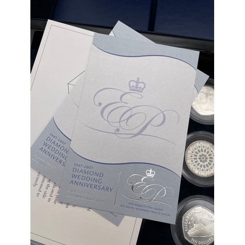 429 - BOXED DIAMOND WEDDING ANNIVERSARY SILVER PROOF 18 CROWN COLLECTION