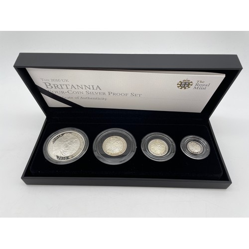 408 - ROYAL MINT 2010 UK BRITANNIA FOUR COIN SILVER PROOF SET