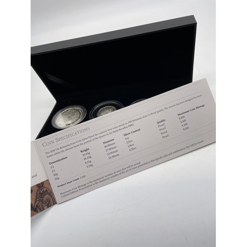 408 - ROYAL MINT 2010 UK BRITANNIA FOUR COIN SILVER PROOF SET