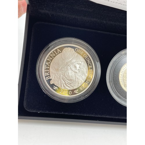 408 - ROYAL MINT 2010 UK BRITANNIA FOUR COIN SILVER PROOF SET