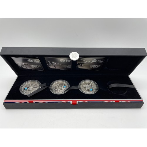 445 - ROYAL MINT UK COUNTDOWN TO LONDON 2012 - 2009 SILVER PROOF £5 COIN (one missing)
