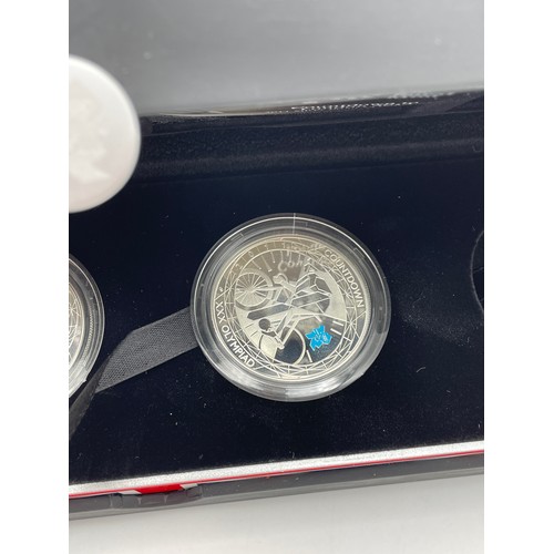 445 - ROYAL MINT UK COUNTDOWN TO LONDON 2012 - 2009 SILVER PROOF £5 COIN (one missing)