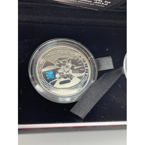 445 - ROYAL MINT UK COUNTDOWN TO LONDON 2012 - 2009 SILVER PROOF £5 COIN (one missing)