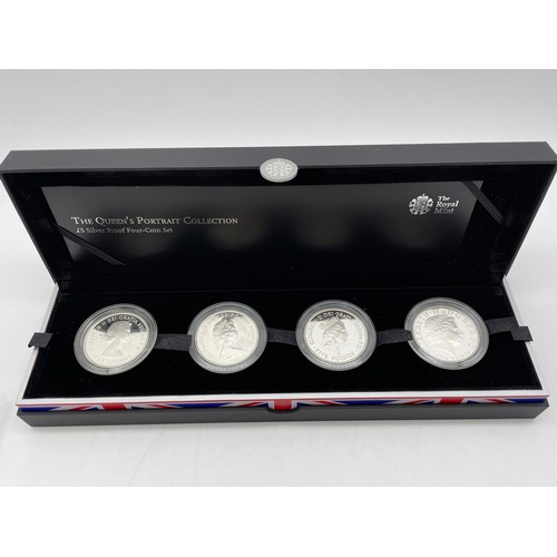 400 - BOXED THE QUEENS CORONATION 60TH ANNIVERSARY 1953 TO 2013 FOUR COIN SILVER PROOF SET