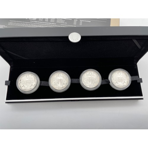 400 - BOXED THE QUEENS CORONATION 60TH ANNIVERSARY 1953 TO 2013 FOUR COIN SILVER PROOF SET