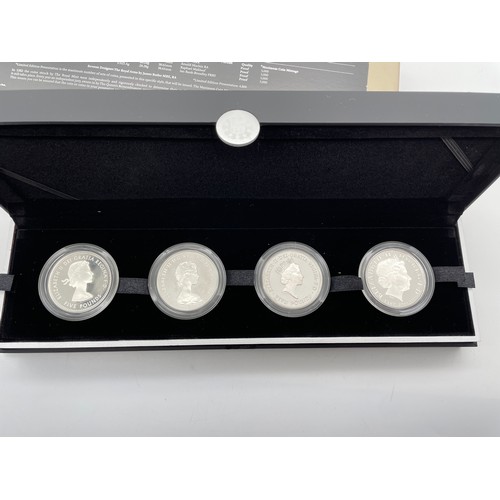 400 - BOXED THE QUEENS CORONATION 60TH ANNIVERSARY 1953 TO 2013 FOUR COIN SILVER PROOF SET