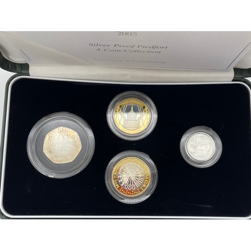 410 - ROYAL MINT 2005 UK SILVER PROOF PIEDFORT FOUR COIN SET