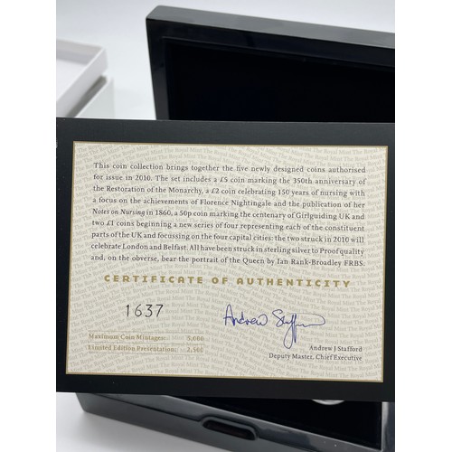 404 - ROYAL MINT 2010 UK SILVER PIEDFORT COMMEMORATIVE COIN SET