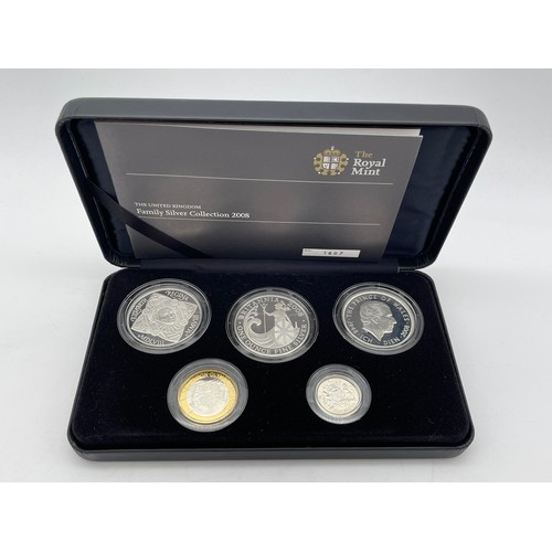 411 - ROYAL MINT 2008 UK FAMILY SILVER COLLECTION FIVE PIECE SET