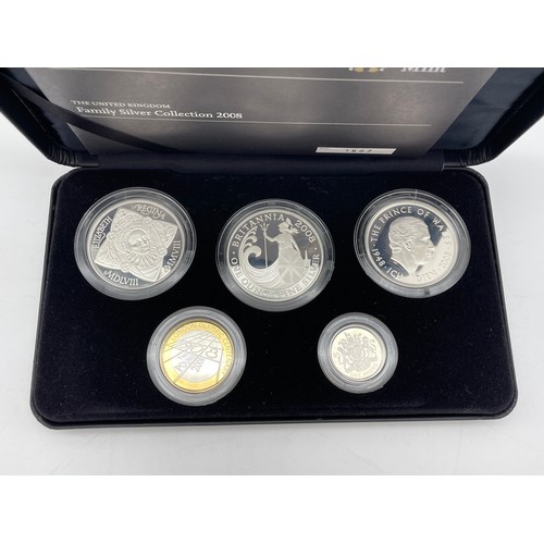 411 - ROYAL MINT 2008 UK FAMILY SILVER COLLECTION FIVE PIECE SET