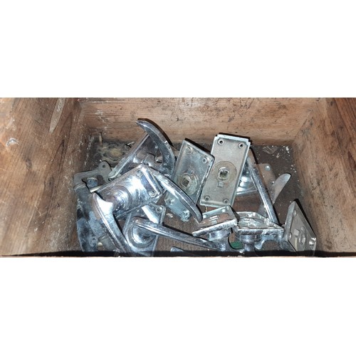 262 - VINTAGE BOX OF CHROME DOOR HANDLES