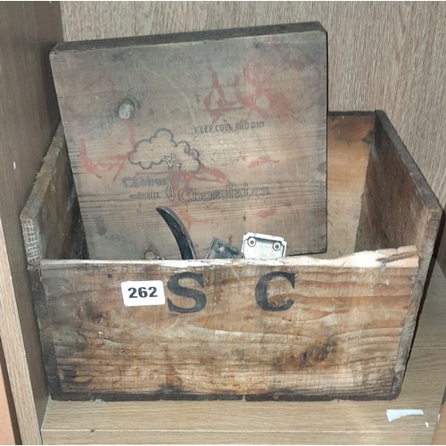 262 - VINTAGE BOX OF CHROME DOOR HANDLES