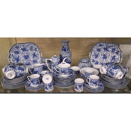 243 - NORITAKE BLUE AND WHITE EXOTIC BIRD TEA AND COFFEE SERVICE