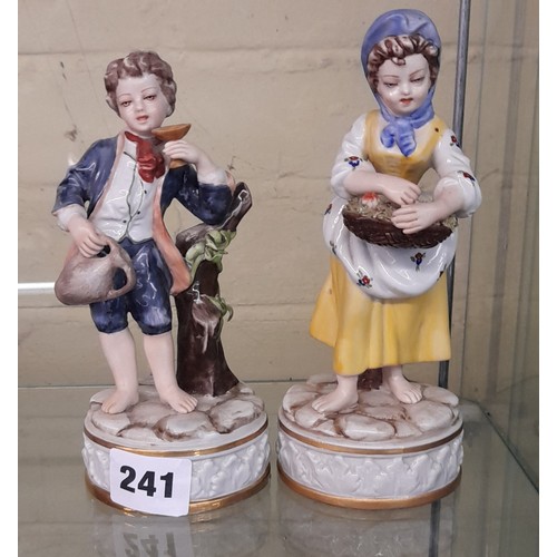 241 - PAIR OF CONTINENTAL GIRL AND BOY FIGURE GROUPS
