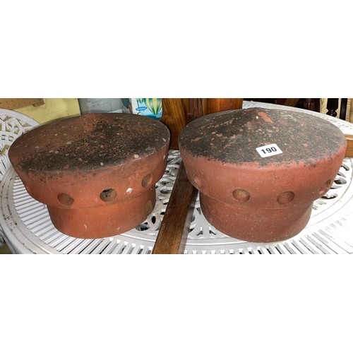 190 - PAIR OF TERRACOTTA CHIMNEY POT TOPS