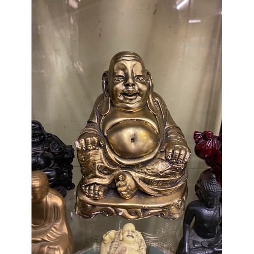 272 - RESIN METALWARE AND GILDED CHALK ORIENTAL MONK AND BHUDDAH FIGURES