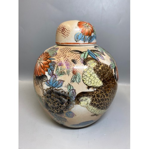 201 - PAIR OF REPRODUCTION OVOID JAPANESE STYLE JARS AND COVERS