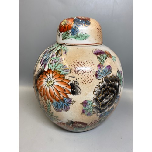 201 - PAIR OF REPRODUCTION OVOID JAPANESE STYLE JARS AND COVERS