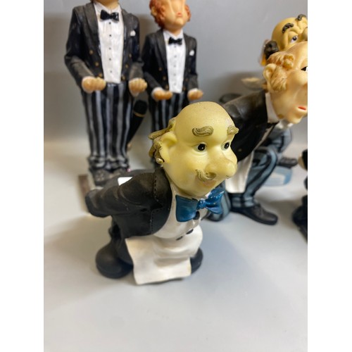 225 - SELECTION OF RESIN NOVELTY WAITER FIGURES AND BOTTLE HOLDERS