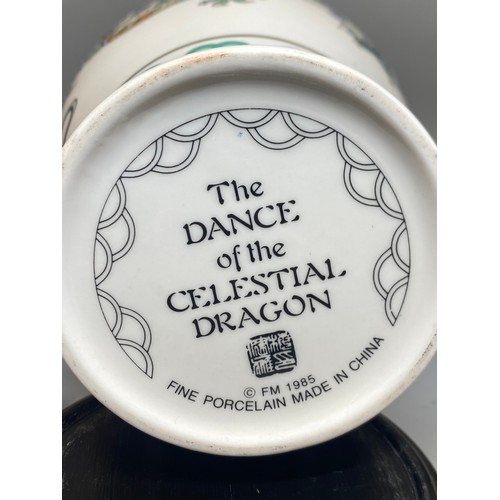 214 - PAIR OF FINE PORCELAIN THE DANCE OF THE CELESTIAL DRAGON BALUSTER VASES