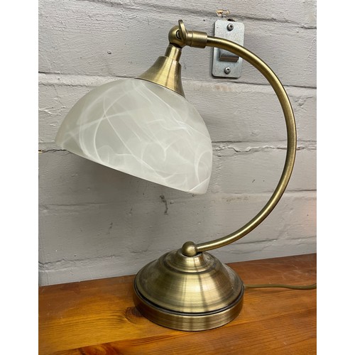 178 - MOTTLED GLASS SHADE DESK LAMP